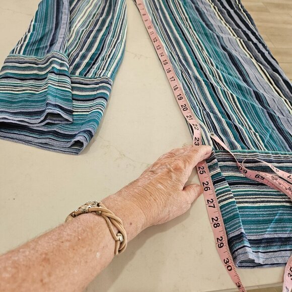 Band of Gypsies Size Small Stripe Blue Multicolor Pull On Wide Leg Pocket Pants - Picture 12 of 14